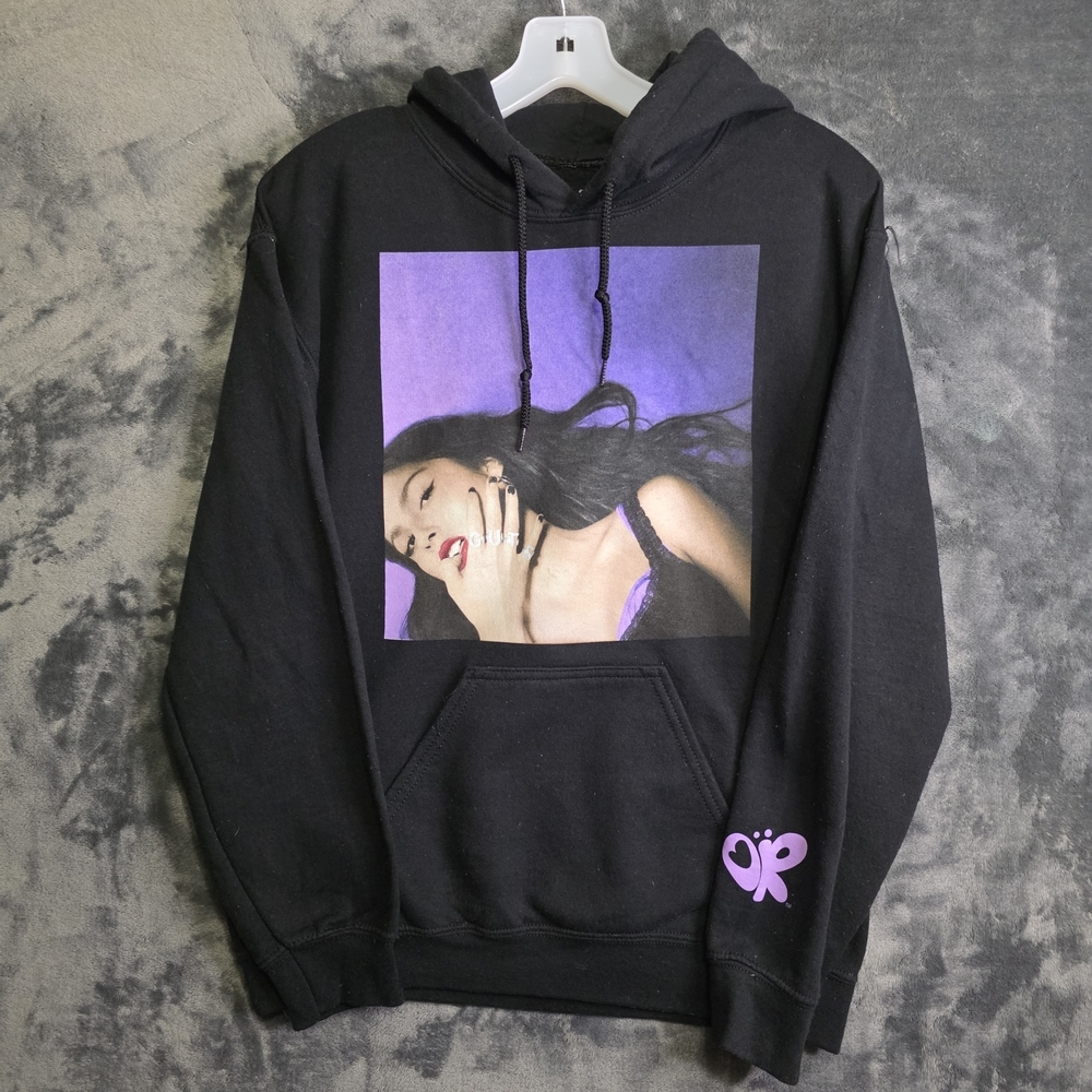Olivia Rodrigo GUTS Hoodie Womens Small Black World Tour Pullover Spill Ur Guts